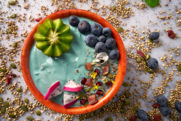 istock Acai bowl smoothie with kiwi blueberry seeds 1140556804
