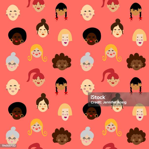 Seamless Women Diversity Pattern Stock Illustration - Download Image Now - Women, Illustration, Girl Power