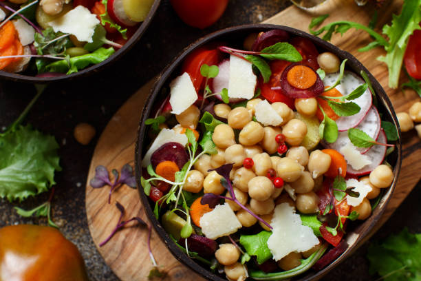 istock Chickpea salad with vegetables and microgreens 1140557167