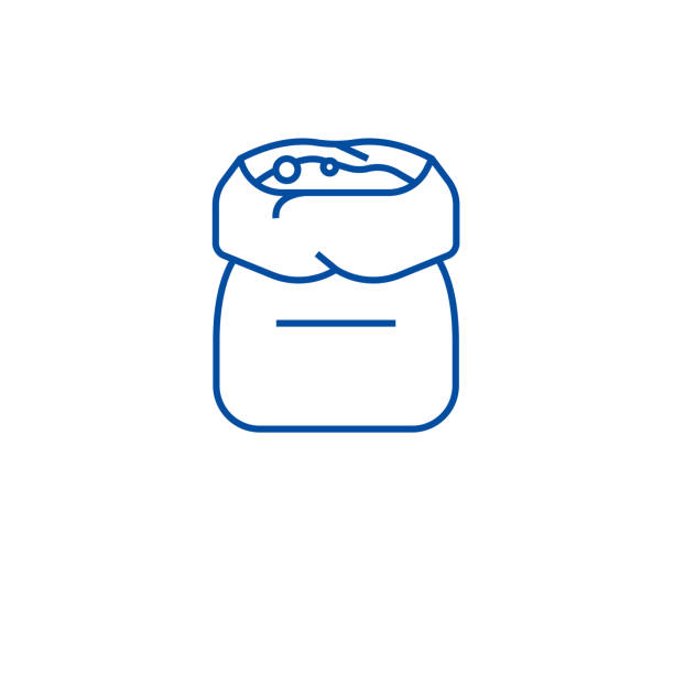 ilustrações de stock, clip art, desenhos animados e ícones de flour bag line icon concept. flour bag flat  vector symbol, sign, outline illustration. - brown paper