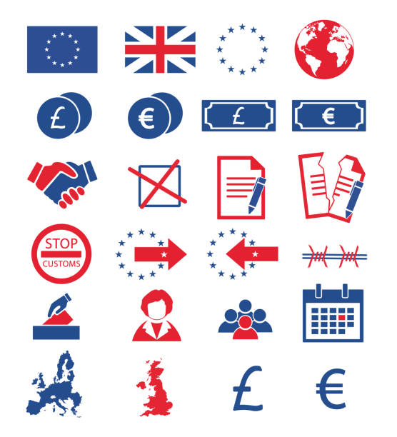illustrations, cliparts, dessins animés et icônes de ensemble d’icônes vectorielles pour créer des infographies liées au brexit, à l’union européenne, à la grande-bretagne et aux votes - european union currency paper currency currency vector