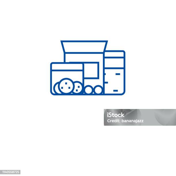 Food Storage Line Icon Concept Food Storage Flat Vector Symbol Sign Outline Illustration Stock Illustration - Download Image Now