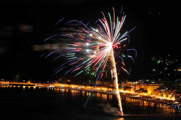 istock Fireworks on the sea 1140561188