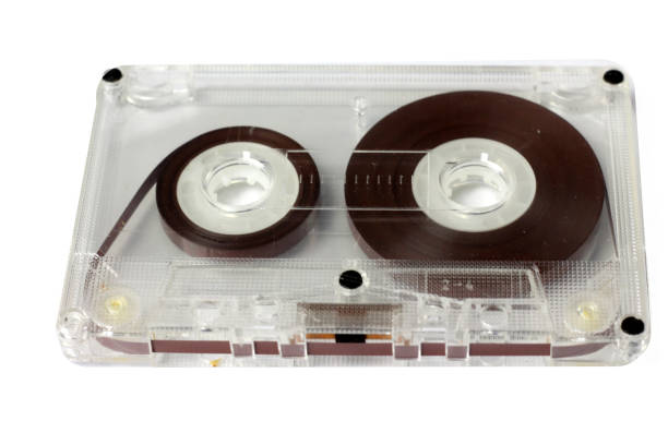 istock Audio retro vintage cassette tape isolated on white 80s style 1140561252
