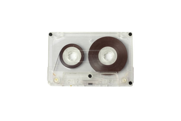 istock Audio retro vintage cassette tape isolated on white 80s style 1140561263