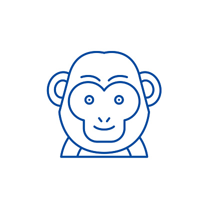 Ícone Engraçado Do Preto Do Macaco, Sinal Do Vetor Do Conceito No