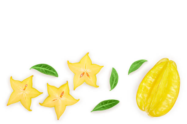 istock Carambola or star-fruit isolated on white background with copy space for your text. Top view. Flat lay 1140561975
