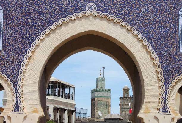 Bab Bou Jeloud gate (The Blue Gate) in Fez Bab Bou Jeloud gate (The Blue Gate) in Fez, Morocco bab boujeloud stock pictures, royalty-free photos & images