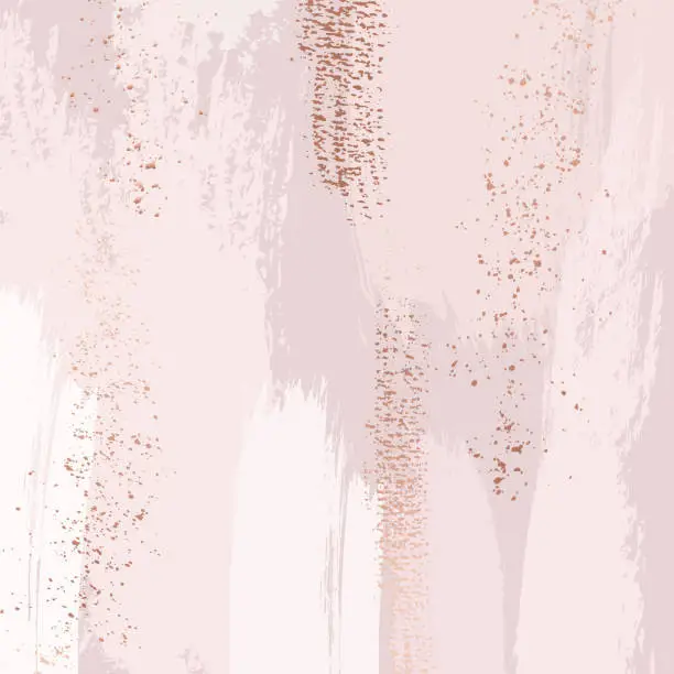 Vector illustration of Brush strokes in gentle pastel colors on a white background. Delicate luxury rode pink texture template. Abstract wedding background palette.