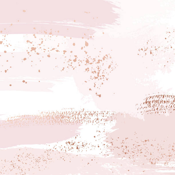 illustrations, cliparts, dessins animés et icônes de vector nude rose brosse traits avec des étincelles dorées motif, décoration de luxe contour. fond d’art délicat rose pastel - peach fruit backgrounds textured