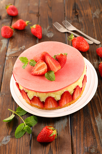 Strawberry cheesecake on plate