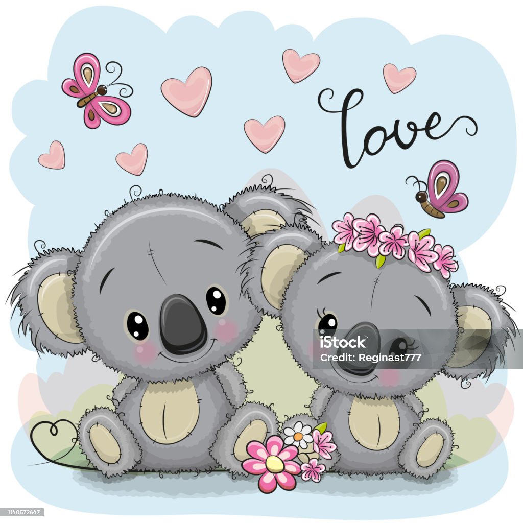 Two Koalas On A Blue Background Stock Illustration Download Image Now two-koalas-on-a-blue-background-stock-illustration-download-image-now