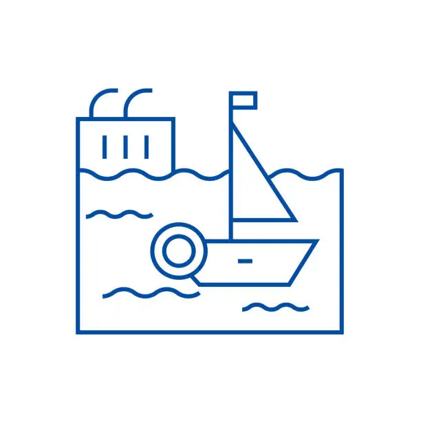 Vector illustration of Harbor line icon concept. Harbor flat  vector symbol, sign, outline illustration.