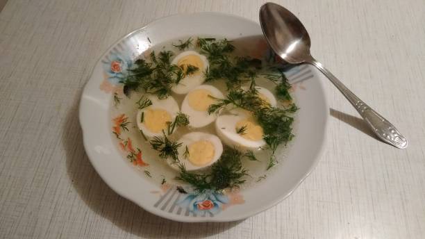 istock One portion chicken broth with the addition pepper, dill and three egg 1140573641