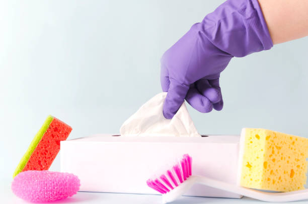 istock Concept of cleaning process, using various of cleaning items.Cleaning lady choosing special tools for washing 1140578683
