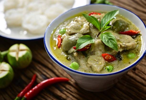 thai green curry - thailändisch stock-fotos und bilder
