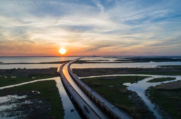 istock Aerial view of Mobile Bay sunset 1140582050