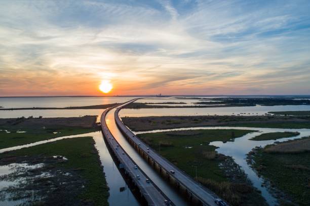 istock Aerial view of Mobile Bay sunset 1140582052