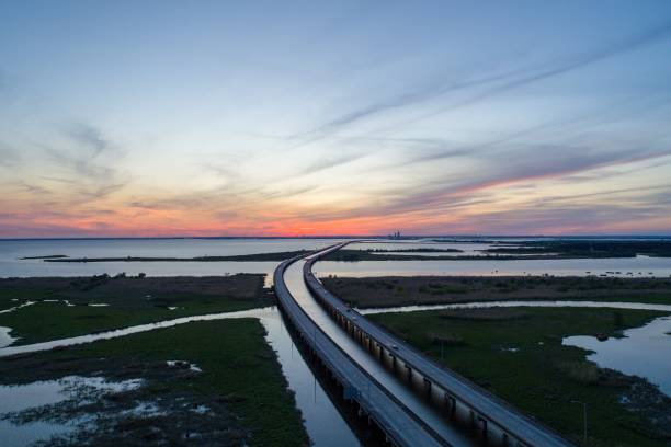 istock Aerial view of Mobile Bay sunset 1140582098