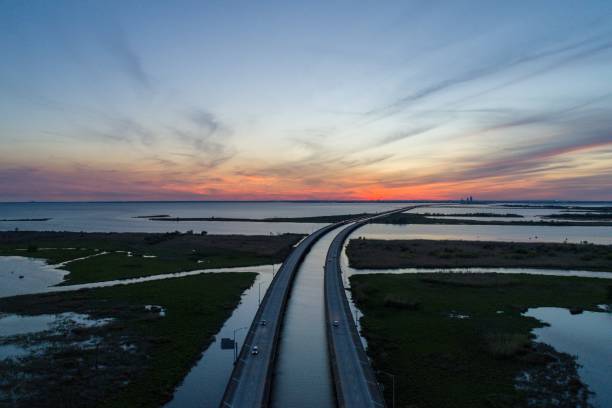 istock Aerial view of Mobile Bay sunset 1140582106