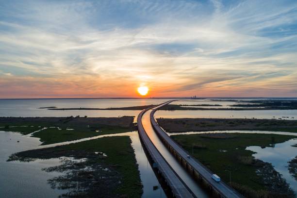 istock Aerial view of Mobile Bay sunset 1140582147