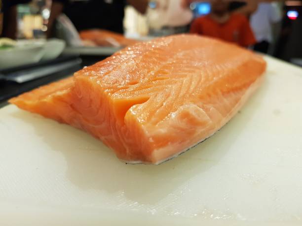 salmon fillet. Fresh sliced salmon fish:Use for website/banner background, backdrop