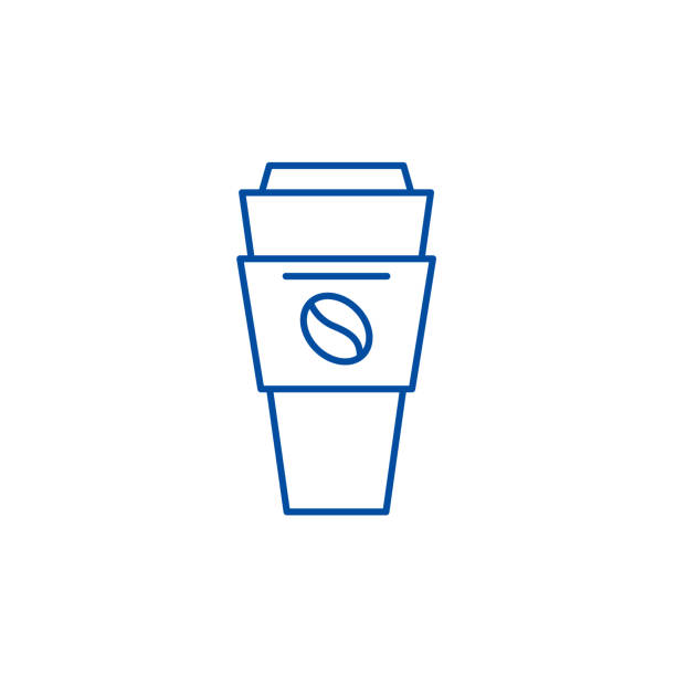 ilustrações de stock, clip art, desenhos animados e ícones de coffee mug with you line icon concept. coffee mug with you flat  vector symbol, sign, outline illustration. - trading coffee tea espresso