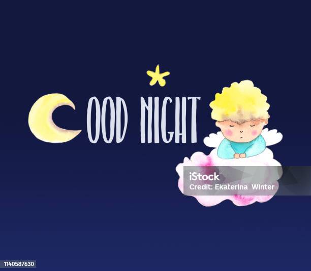 Sleeping Angel On A Pink Cloud Stock Illustration - Download Image Now - Angel, Baby - Human Age, Baby Boys