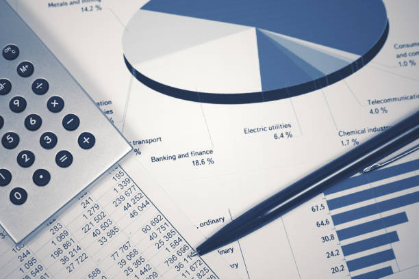istock Financial accounting stock market graphs analysis 1140587640