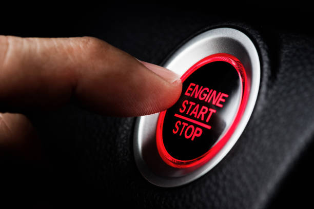 istock Finger pressing botton start or stop car engine 1140589124