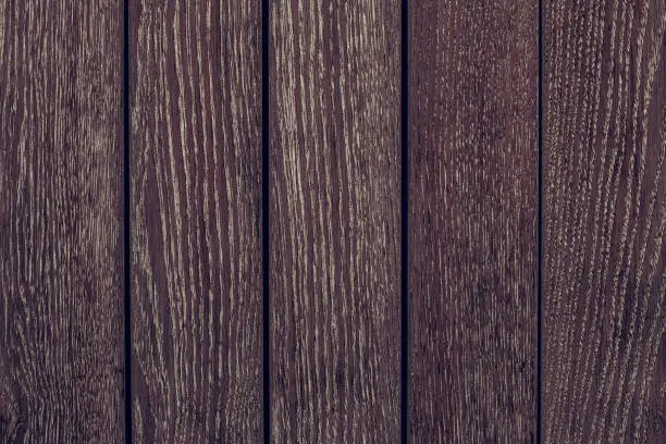 Texture of wooden boards from red tree. Pattern of redwood. Rustic wooden table of alder. Vintage maroon timber texture background. Space texture. Wood brown texture