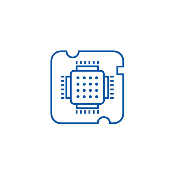 illustrations, cliparts, dessins animés et icônes de socket cpu, concept d’icône de ligne de puce. socket cpu, puce vecteur plat symbole, signe, illustration de contour. - computer chip cpu computer semiconductor