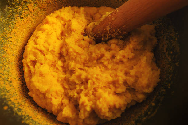Mamaliga or polenta is a porridge made out of yellow maize flour, traditional in Romania, Moldova, Italia, Georgia. Traditional dish as a substitute for bread, available in the finest restaurants. Mamaliga or polenta is a porridge made out of yellow maize flour, traditional in Romania, Moldova, Italia, Georgia. Traditional dish as a substitute for bread, available in the finest restaurants of European countries. mamaliga stock pictures, royalty-free photos & images