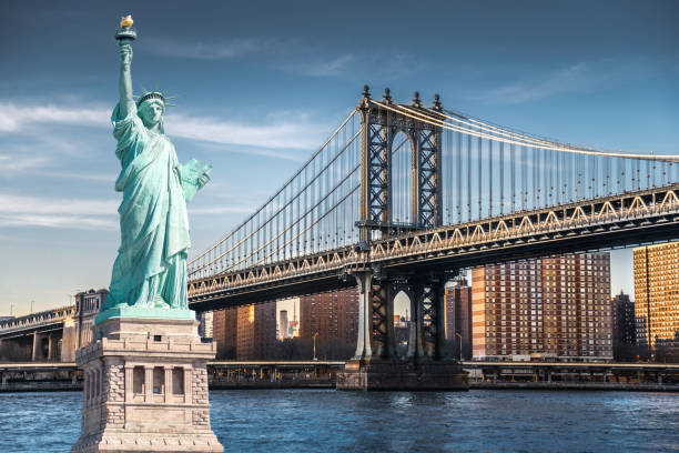 istock The Statue of Liberty with Manhattan bridge 1140602578