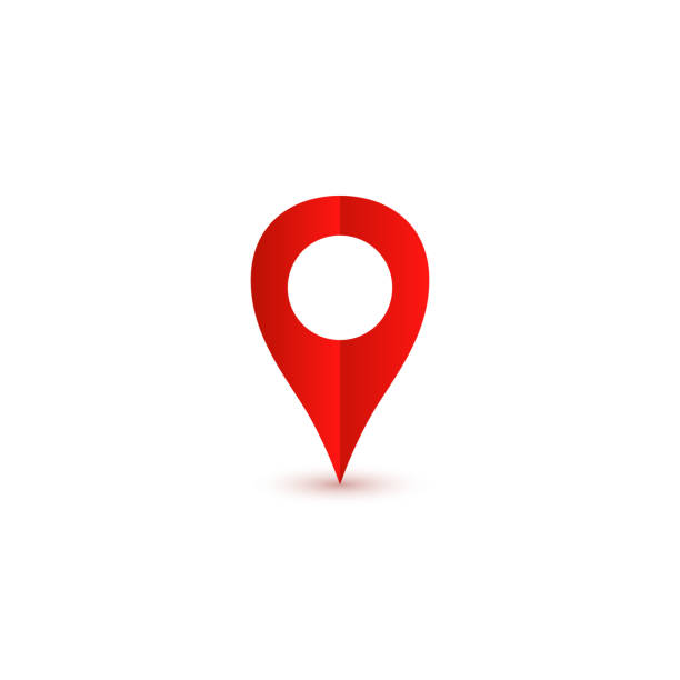 pin значок красный с тенью. значок местоположения. иллюстрация вектора - google stock illustrations