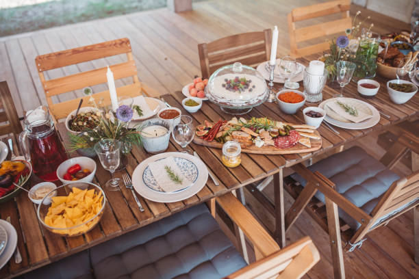istock Table for lunch set on porch 1140605558