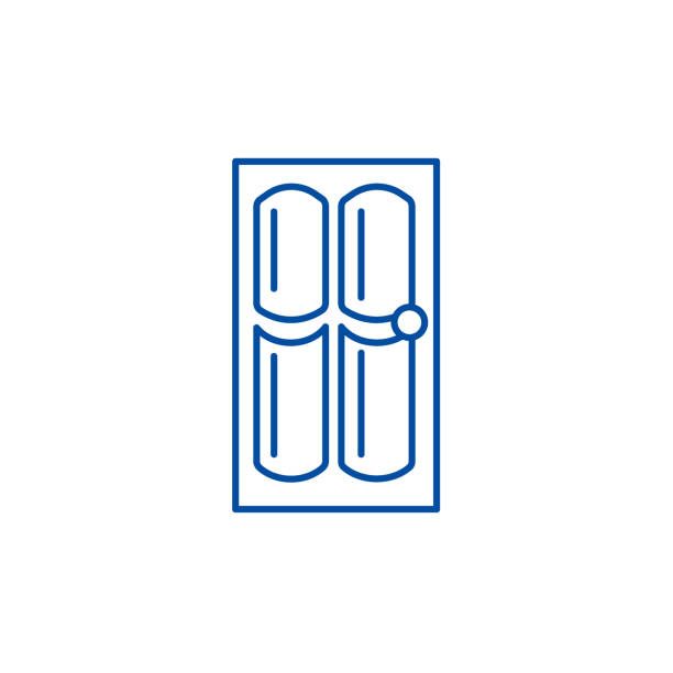 ilustrações de stock, clip art, desenhos animados e ícones de door line icon concept. door flat  vector symbol, sign, outline illustration. - open front door