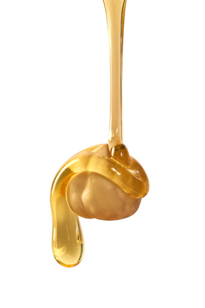 istock Hazelnut still life shooting with honey on white background 1140615863