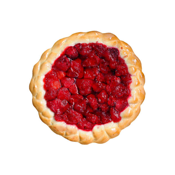 istock Homemade strawberry pie isolated on white background, top view 1140615949