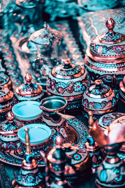 Colorful procelain teacup background