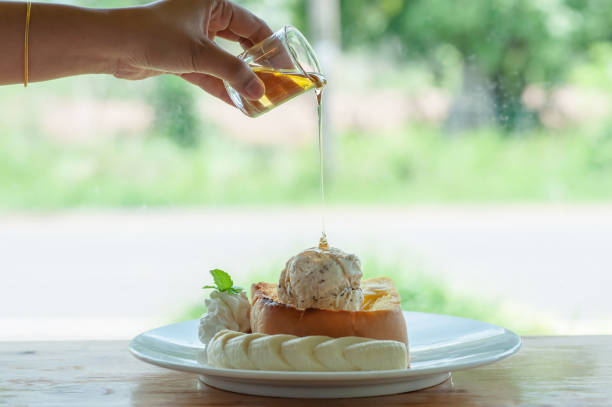 istock Honey toast with Ice cream and banana 1140618488