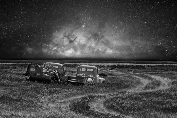 Vintage truck under a starry sky