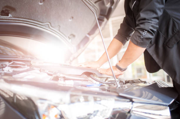 istock Car safety inspection and check engine accessories 1140619254