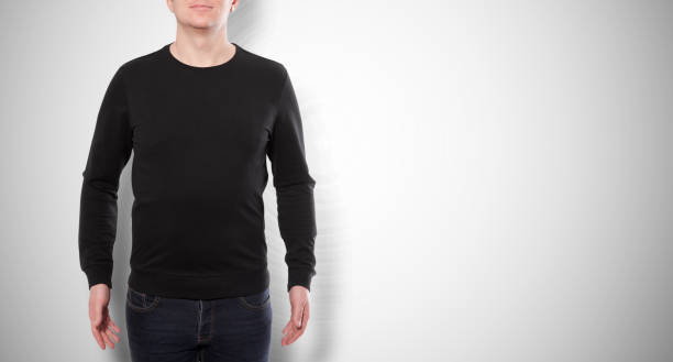 istock Man in black sweatshirt, black hoodies. white background 1140620755