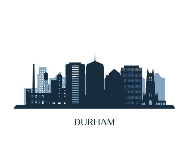 Durham skyline, monochrome silhouette. Vector illustration. Durham skyline, monochrome silhouette. Vector illustration. durham north carolina stock illustrations