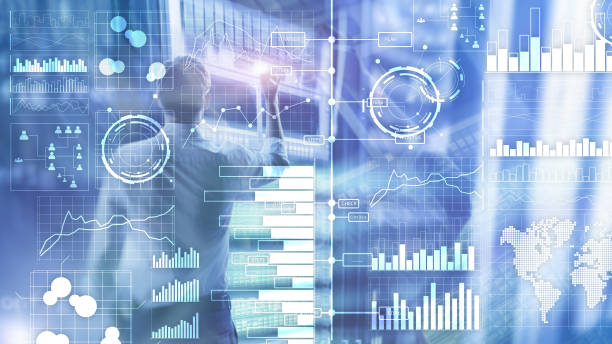 istock Business intelligence. Diagram, Graph, Stock Trading, Investment dashboard, transparent blurred background. 1140623709