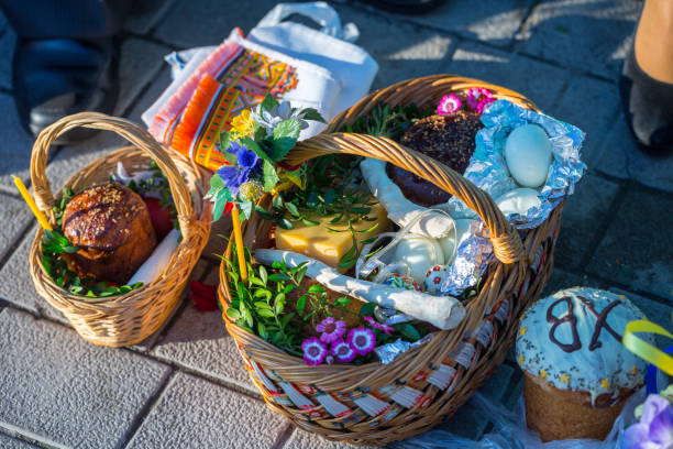 istock Easter basket before the consecration ceremony. Christian traditions of celebration of Easter in Ukraine. 1140623829