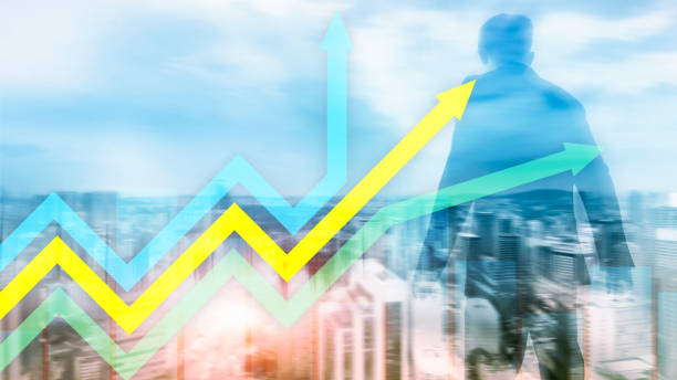 istock Financial growth arrows graph. Investment and trading concept. 1140623846