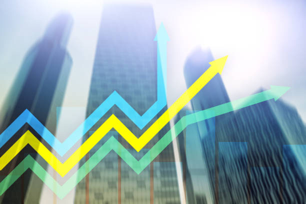 istock Financial growth arrows graph. Investment and trading concept. 1140624408