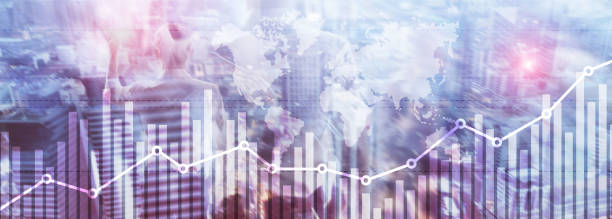 istock Business finance growth graph chart analysing diagram trading and forex exchange concept double exposure mixed media background website header. 1140624478
